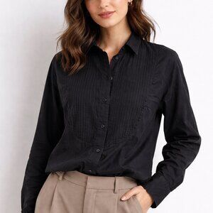 Women’s 100% Cotton Black Button-Down Shirt